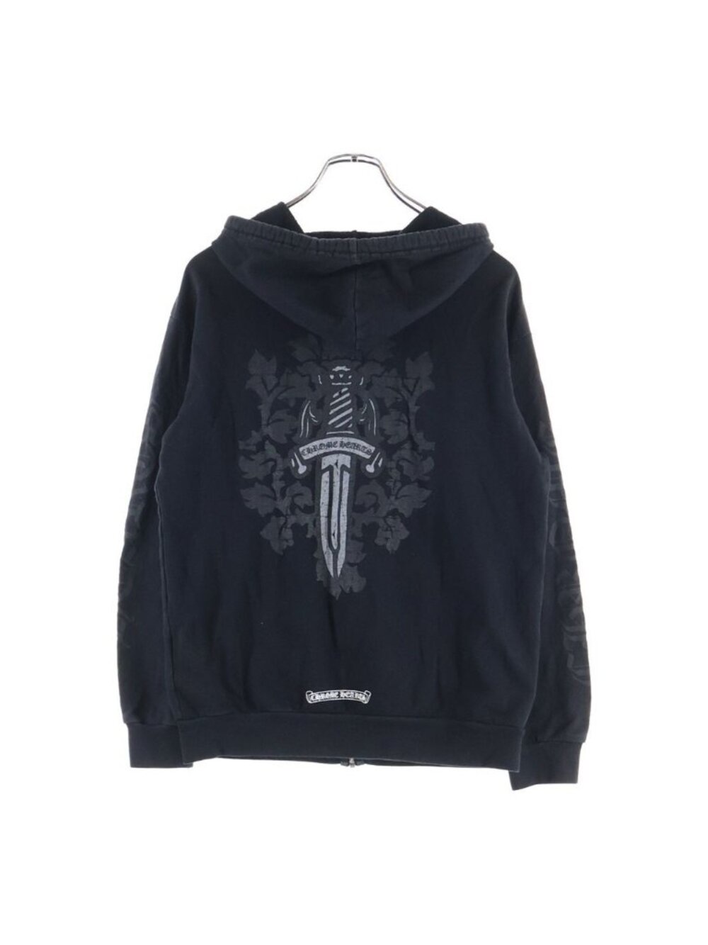 Chrome Hearts Sweatshirt HD Zip Back Vintage Dagger Print Zip Up Hoodie Black